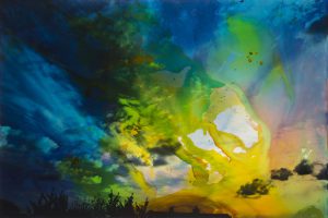 Clouds 24-1, 2024, Malerei auf Fotografie, 60 x 90 x 5 cm