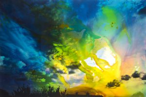 Clouds 25-1, 2025, Malerei auf Fotografie, 60 x 90 x 5 cm