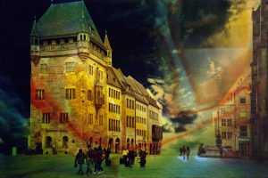 Nürnberg 2-1, 2025, Malerei auf Fotografie, 60 x 90 x 5 cm